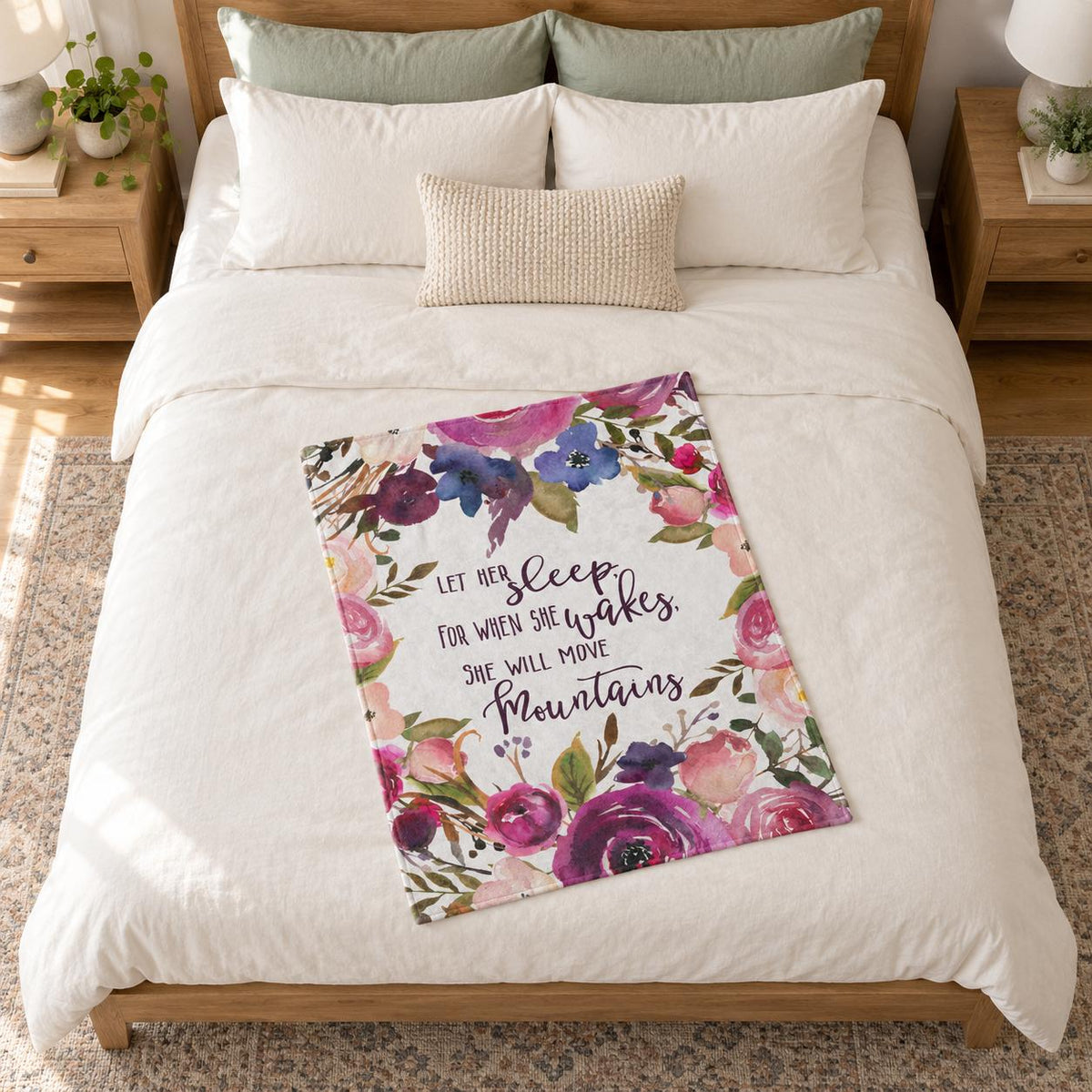 Let Her Sleep For When She Wakes She Will Move Mountains Blanket-Luxe Palette
