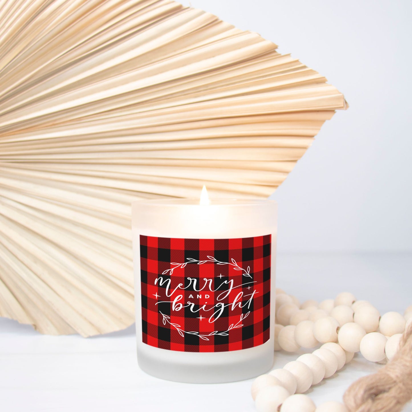 Merry and Bright Christmas Candle | Red Buffalo Plaid, 11oz Hand-Poured Soy Wax | Holiday Party Gift & Christmas Deco-Luxe Palette