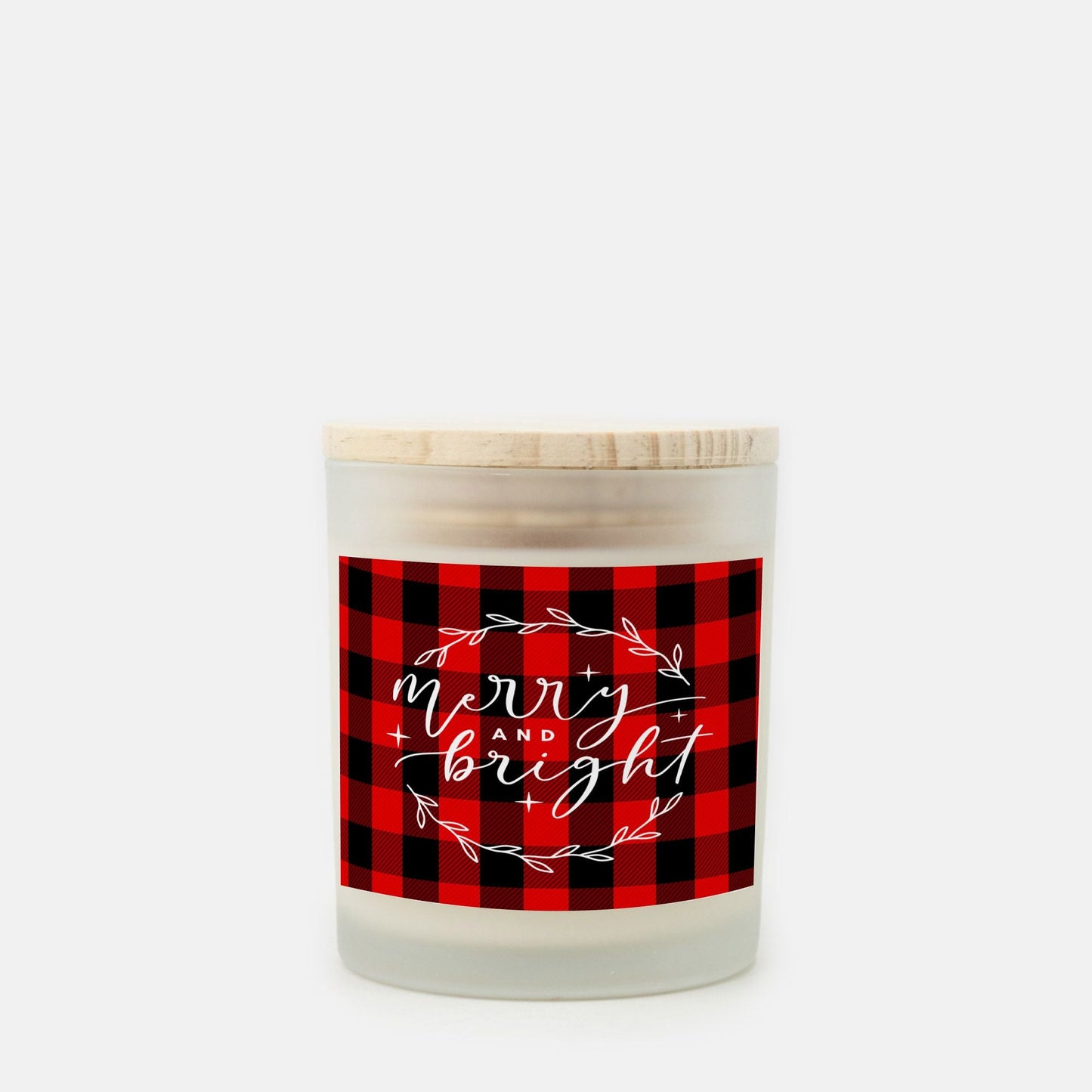 Merry and Bright Christmas Candle | Red Buffalo Plaid, 11oz Hand-Poured Soy Wax | Holiday Party Gift & Christmas Deco-Luxe Palette