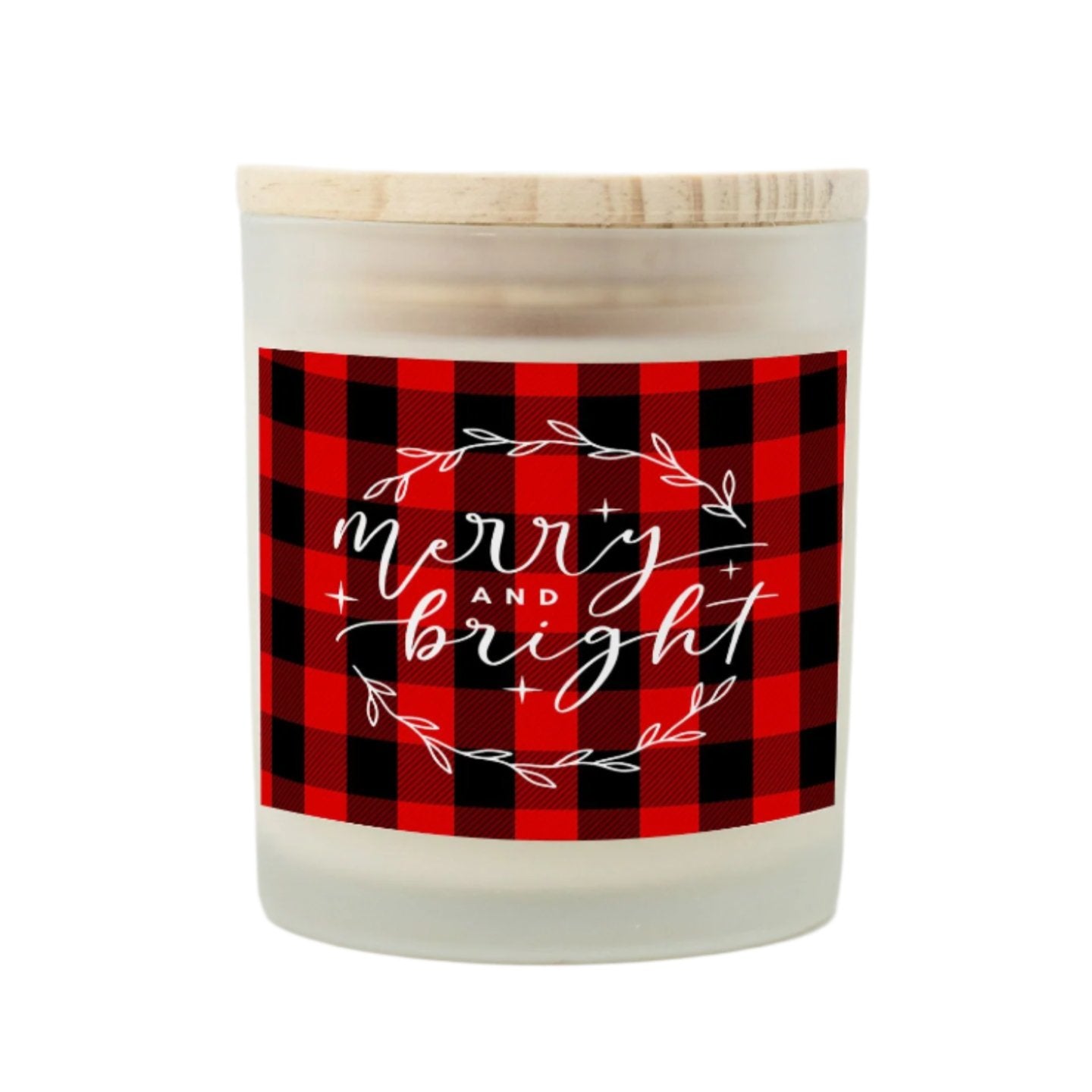 Merry and Bright Christmas Candle | Red Buffalo Plaid, 11oz Hand-Poured Soy Wax | Holiday Party Gift & Christmas Deco-Luxe Palette