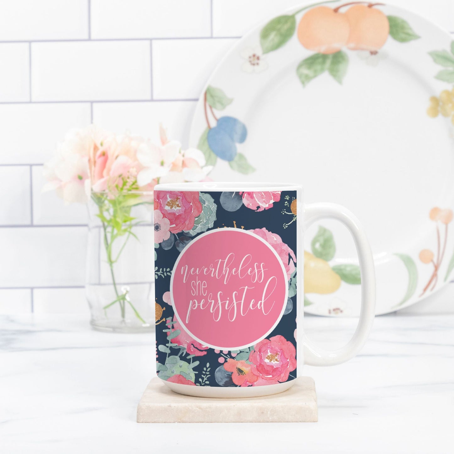 Nevertheless She Persisted 15oz Ceramic Mug | Empowering Feminist Gift | Inspirational Drinkware for Strong Women-Luxe Palette