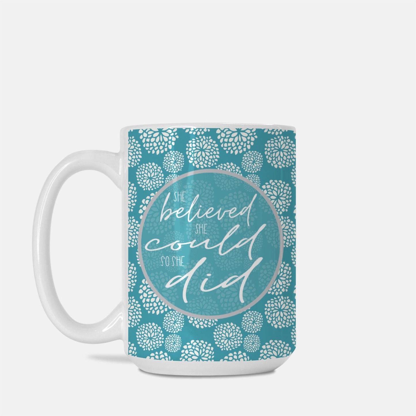 She Believed She Could So She Did 15oz Motivational Mug | Inspirational Ceramic Coffee Cup for Strong Women-Luxe Palette