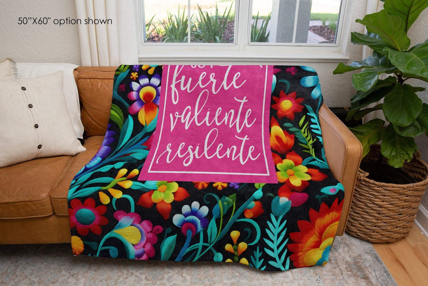 Soy Fuerte, Valiente, Resiliente Blanket | Latina Empowerment Throw Blanket | Inspirational Gift | Positive Affirmation Blanket | Self-Care & Wellness Decor-Luxe Palette