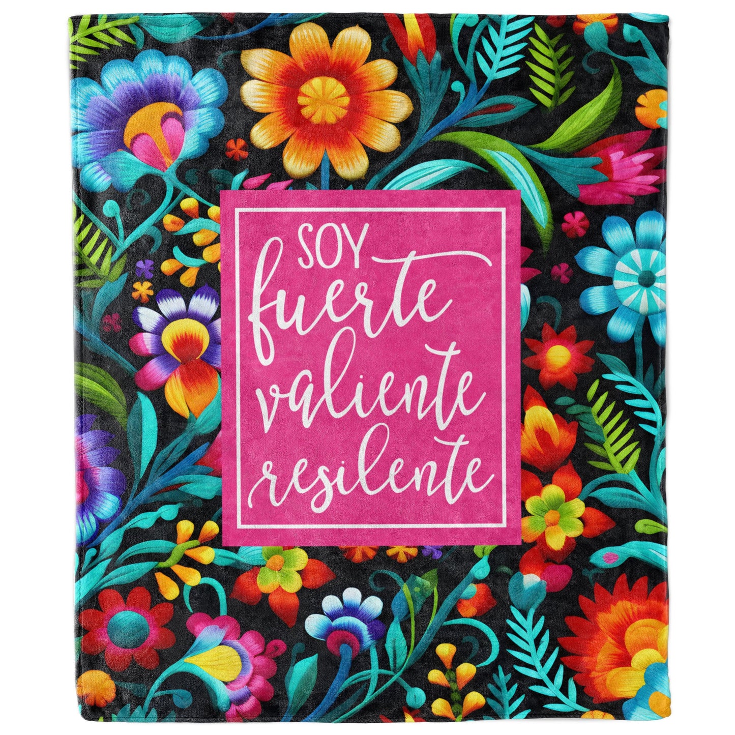 Soy Fuerte, Valiente, Resiliente Blanket | Latina Empowerment Throw Blanket | Inspirational Gift | Positive Affirmation Blanket | Self-Care & Wellness Decor-Luxe Palette