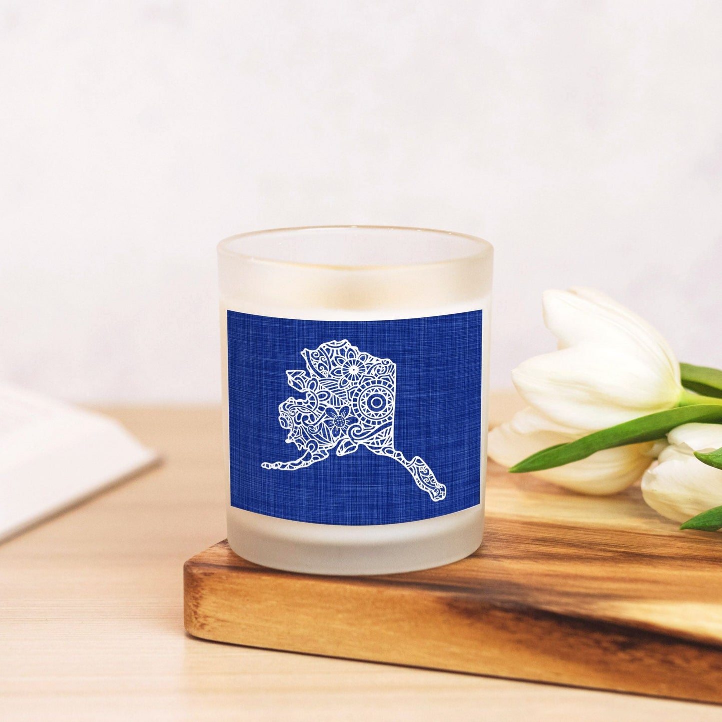 State Mandala Candle with Blue Background-Luxe Palette