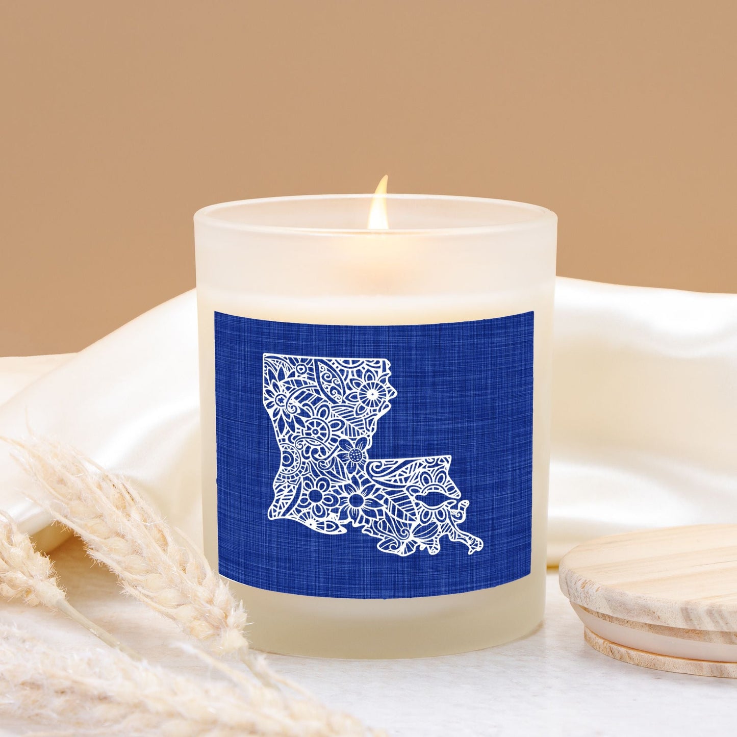 State Mandala Candle with Blue Background-Luxe Palette