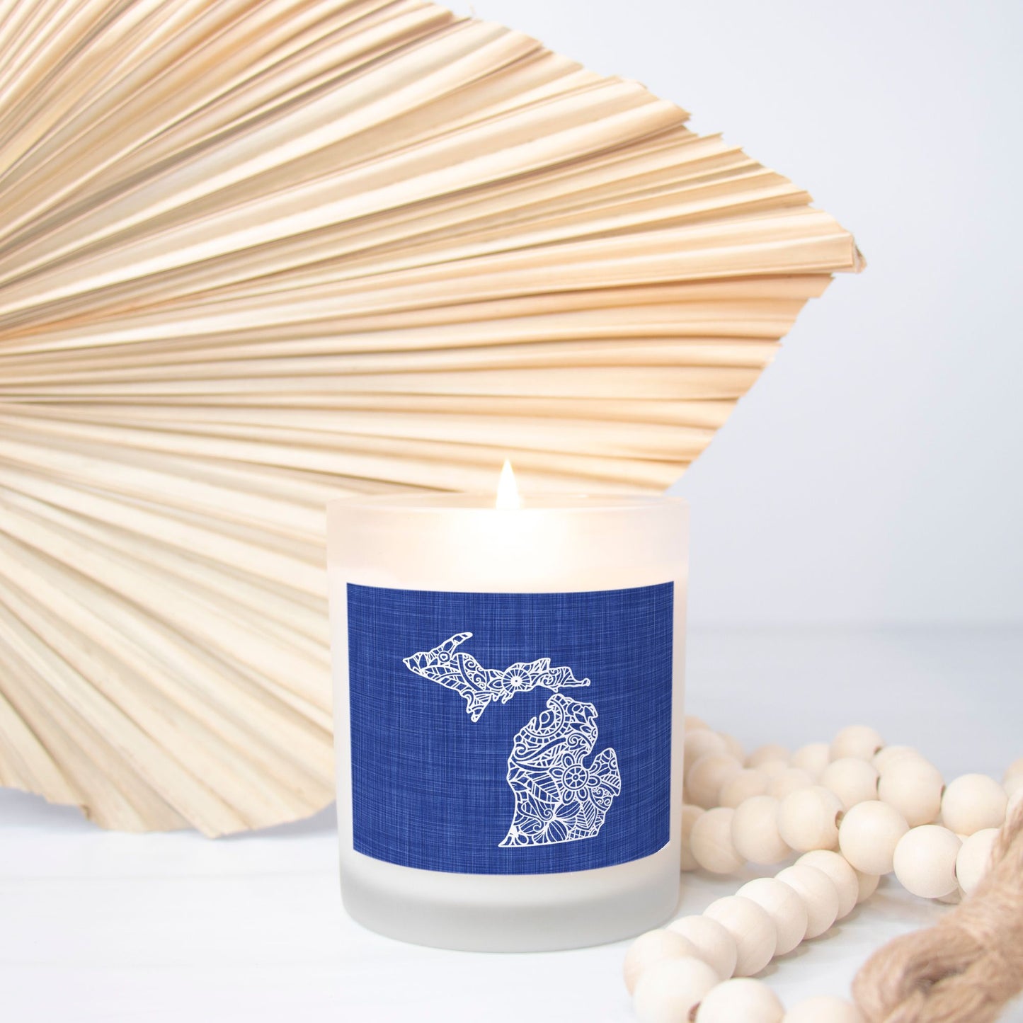 State Mandala Candle with Blue Background-Luxe Palette