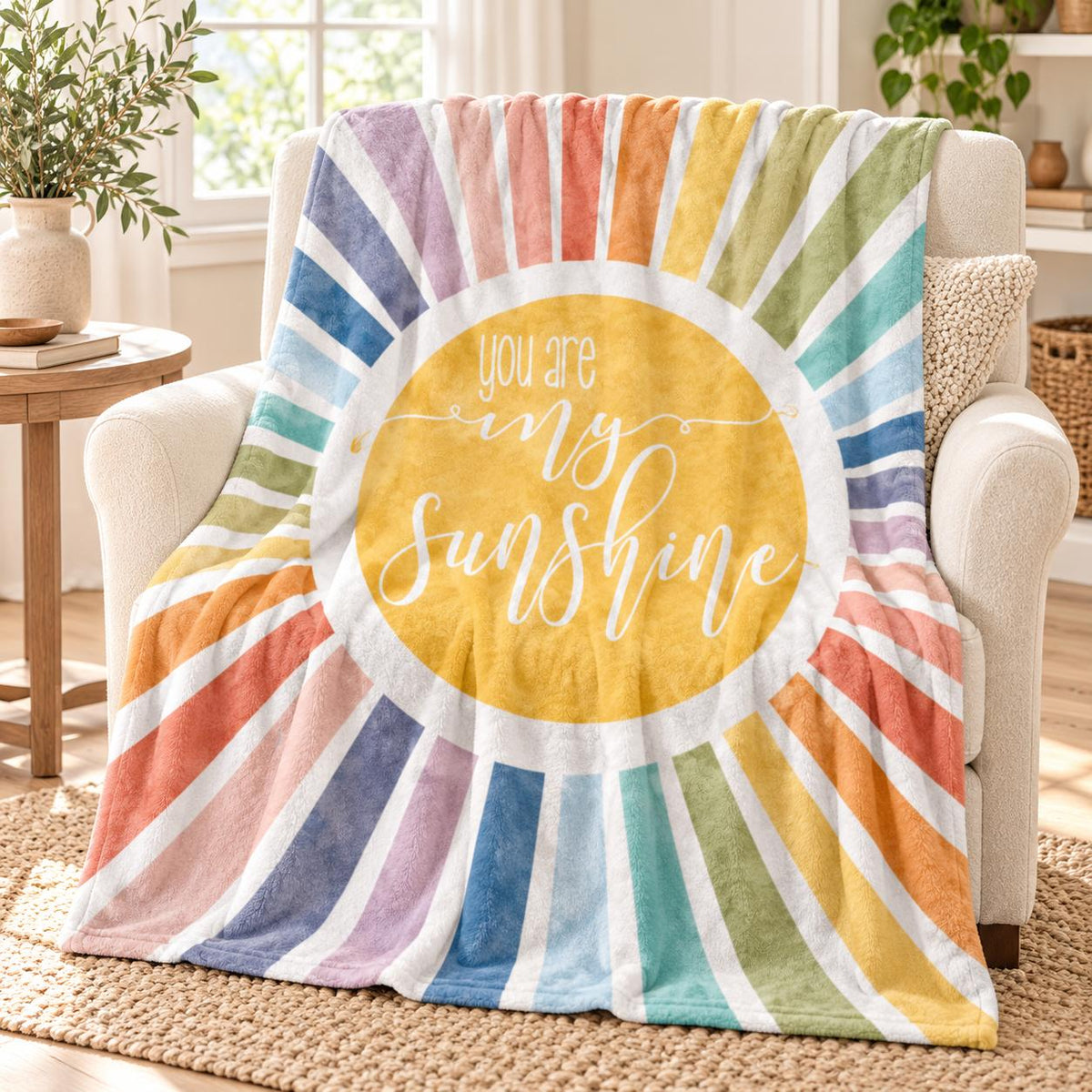 You Are My Sunshine Blanket | Pastel Sunburst Baby Blanket & Throw-Luxe Palette