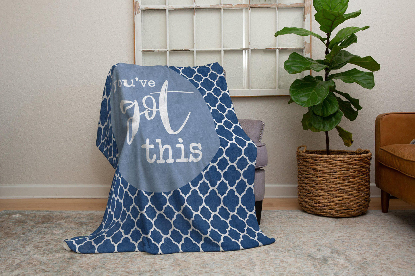 You've Got This Quatrefoil Blanket in Blue-Luxe Palette