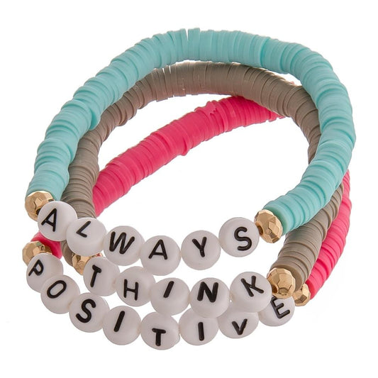 Always Think Positive Motivational Bracelet Set-Luxe Palette