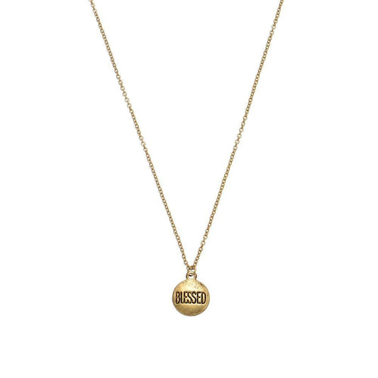 Blessed Inspirational Pendant Necklace - Gold-Luxe Palette