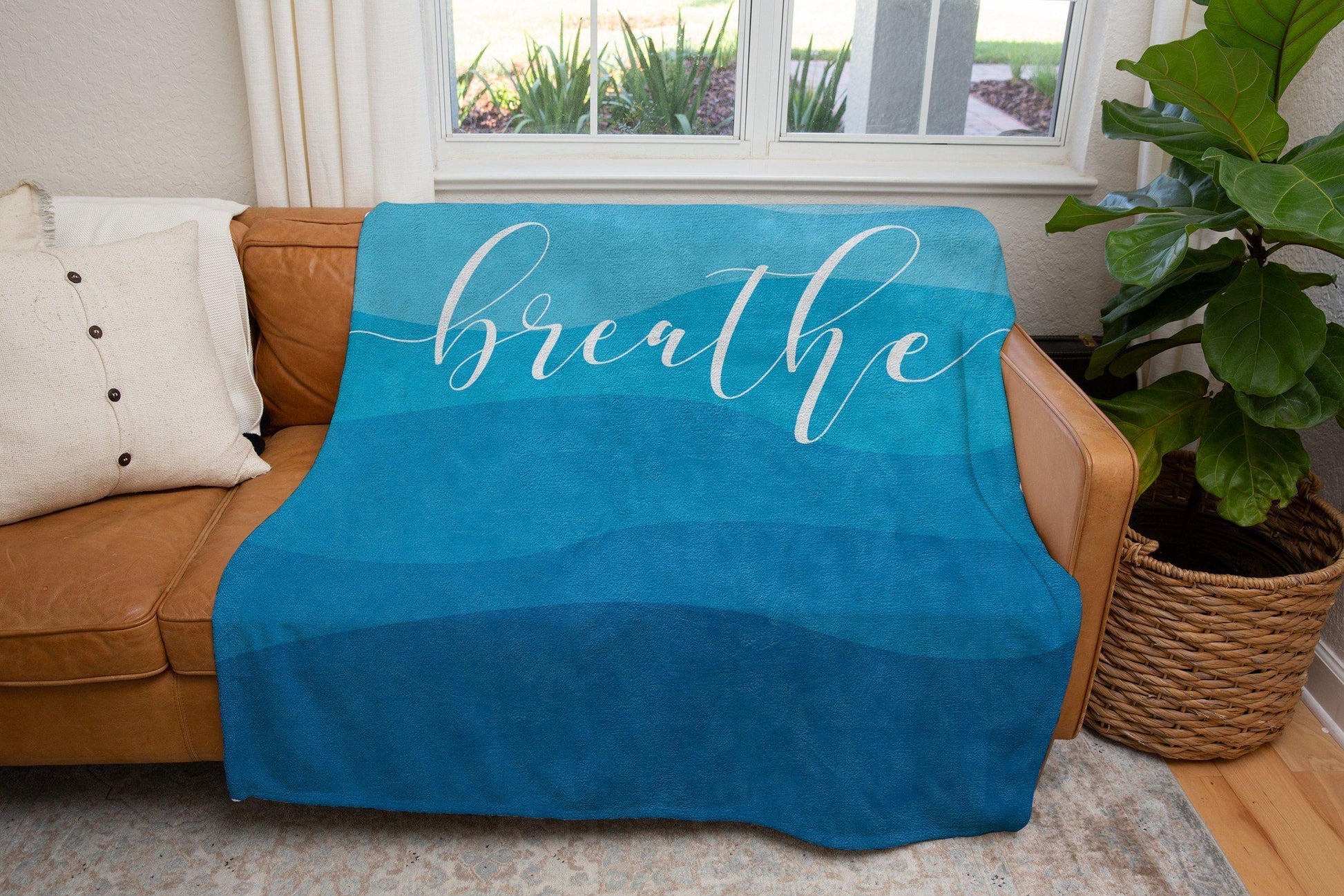 Breathe Aqua Teal Wave Blanket-Luxe Palette