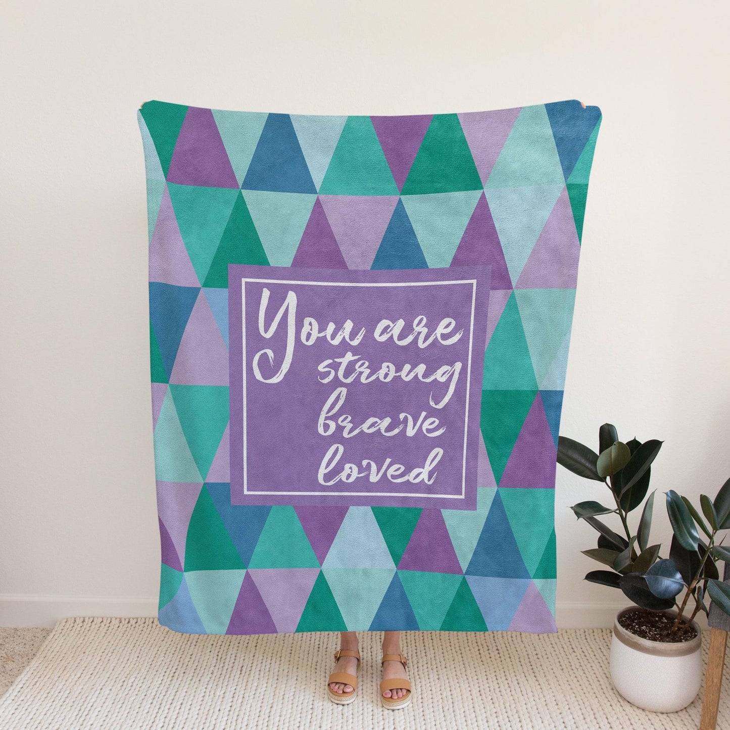 Strong, Brave, Loved Purple and Teal Blanket-Luxe Palette
