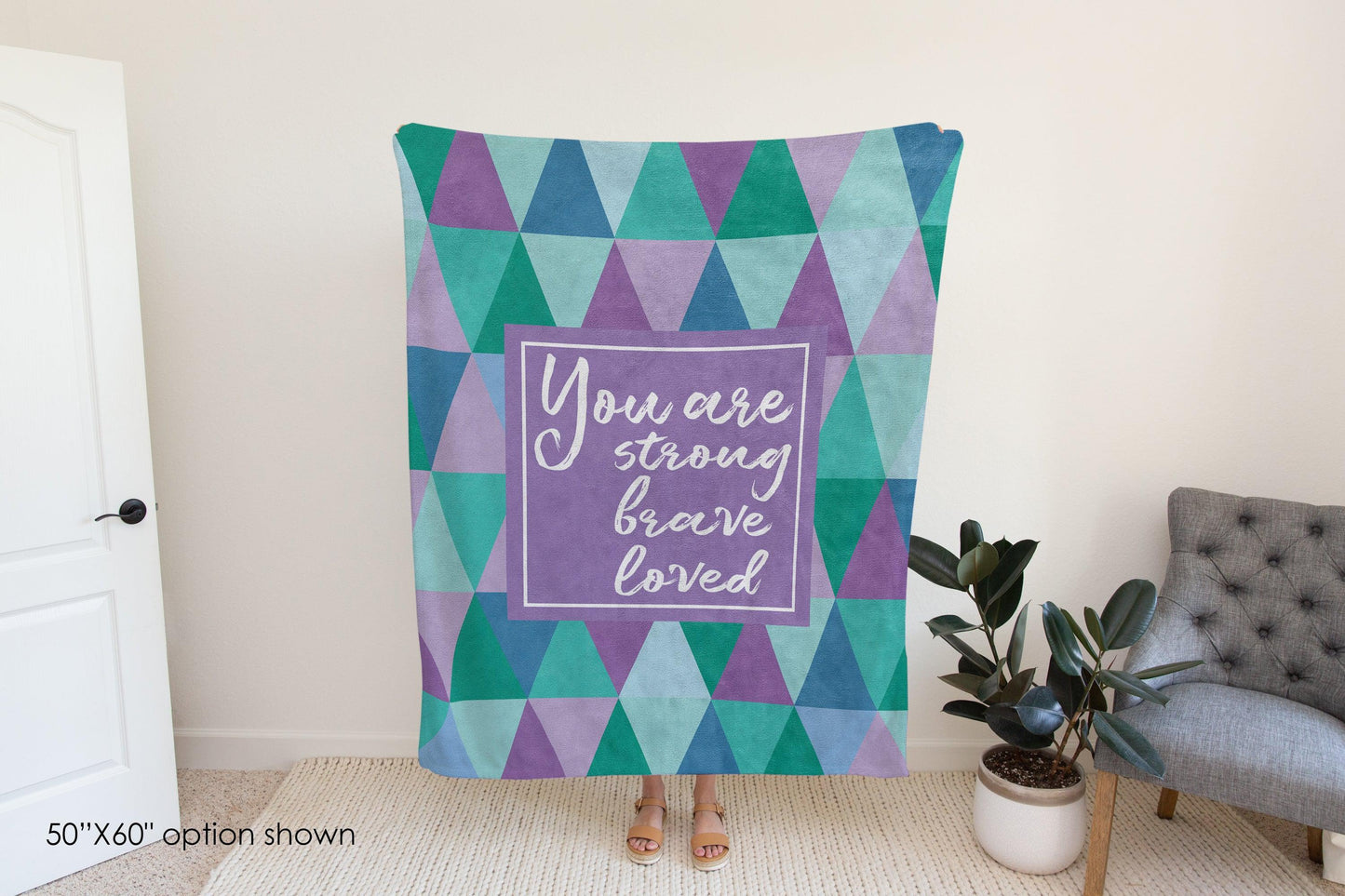Strong, Brave, Loved Purple and Teal Blanket-Luxe Palette