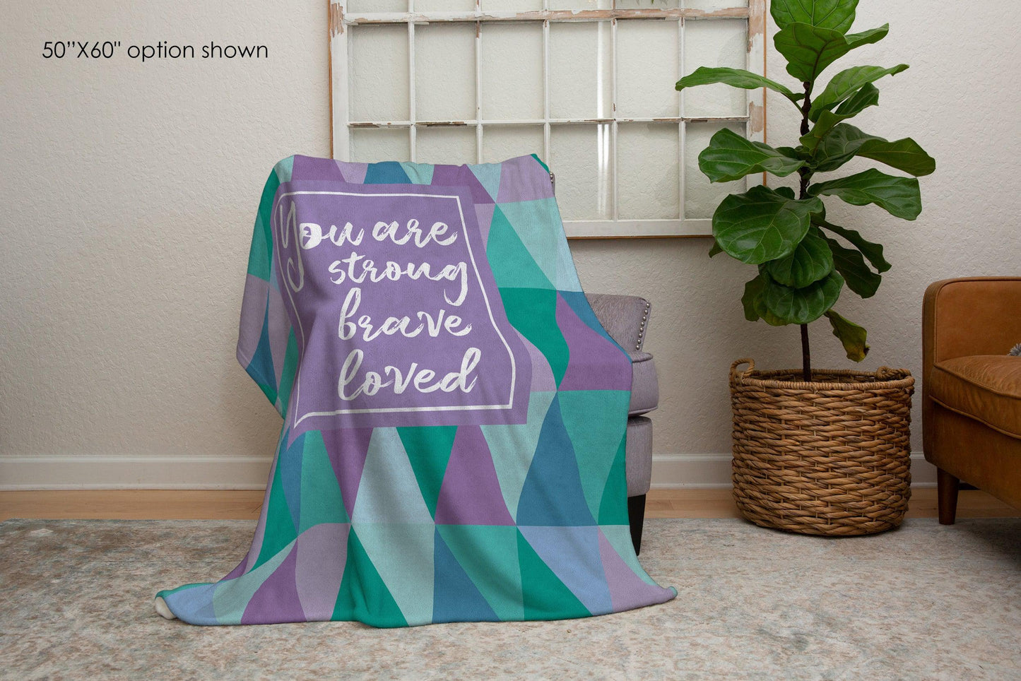 Strong, Brave, Loved Purple and Teal Blanket-Luxe Palette