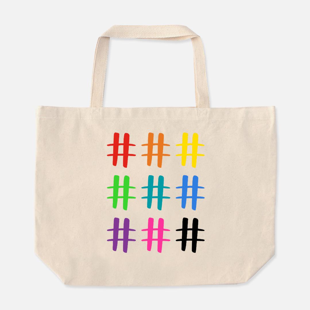 Warrior Hashtag Large Tote Bag-Luxe Palette