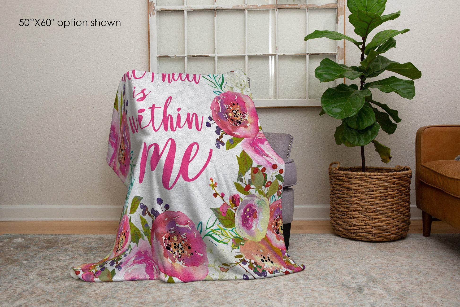 All I Need Is Within Me Inspirational Blanket | Uplifting Positive Affirmation Gift for Women, Cancer Patients, and Get Well Soon Comfort-Luxe Palette