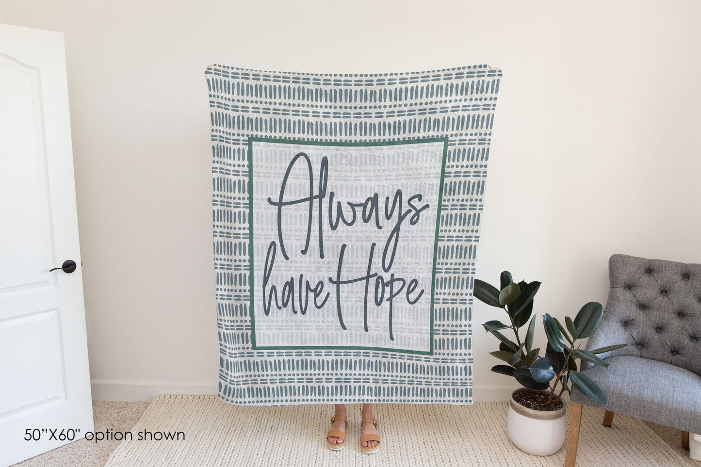 Always Have Hope Boho Inspirational Blanket | Positive Affirmation Gift, Cozy Bohemian Throw for Motivation and Comfort-Luxe Palette