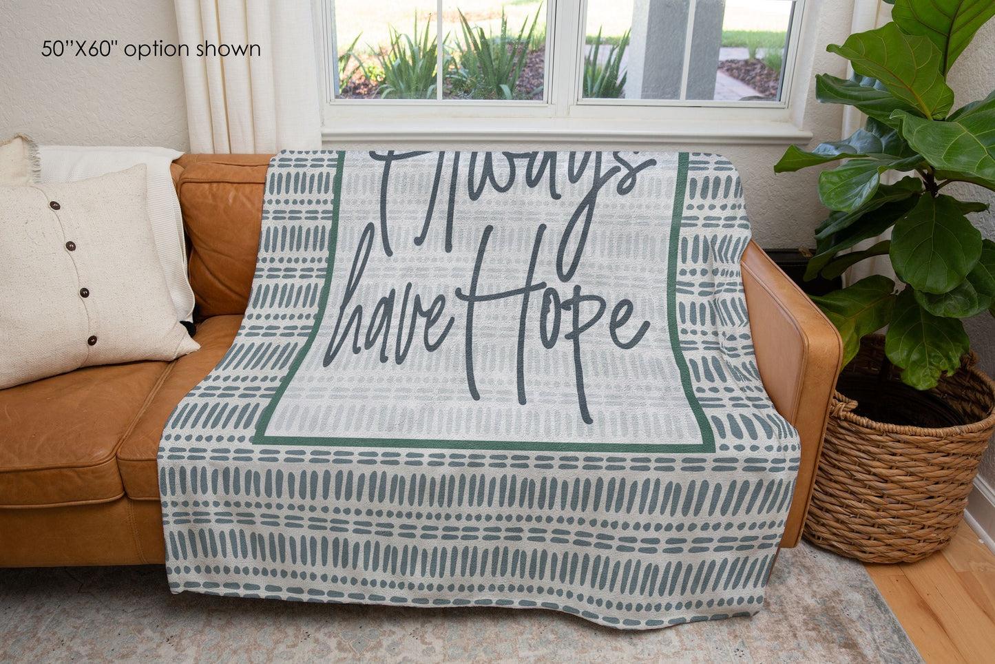 Always Have Hope Boho Inspirational Blanket | Positive Affirmation Gift, Cozy Bohemian Throw for Motivation and Comfort-Luxe Palette