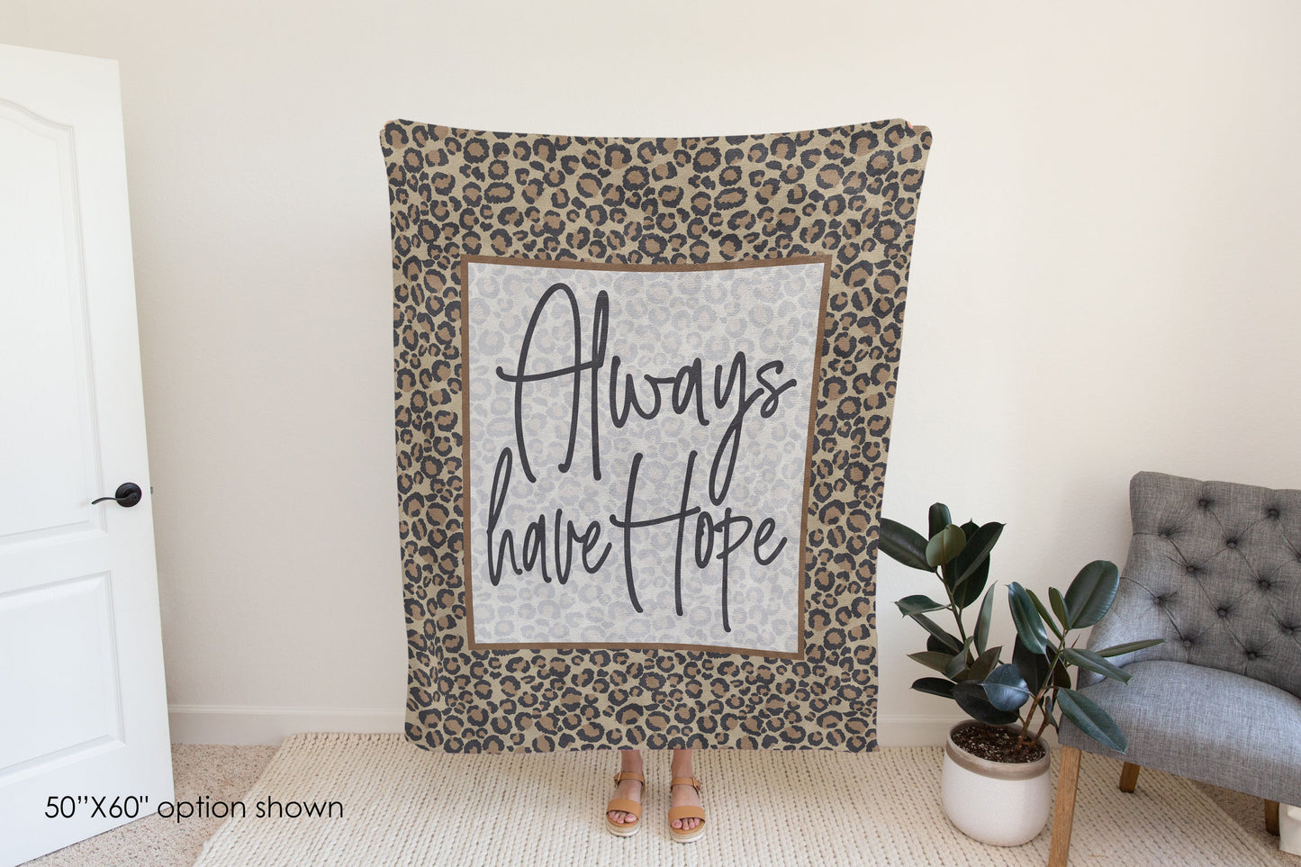 Always Have Hope Leopard Print Inspirational Blanket | Positive Affirmations Blanket-Luxe Palette