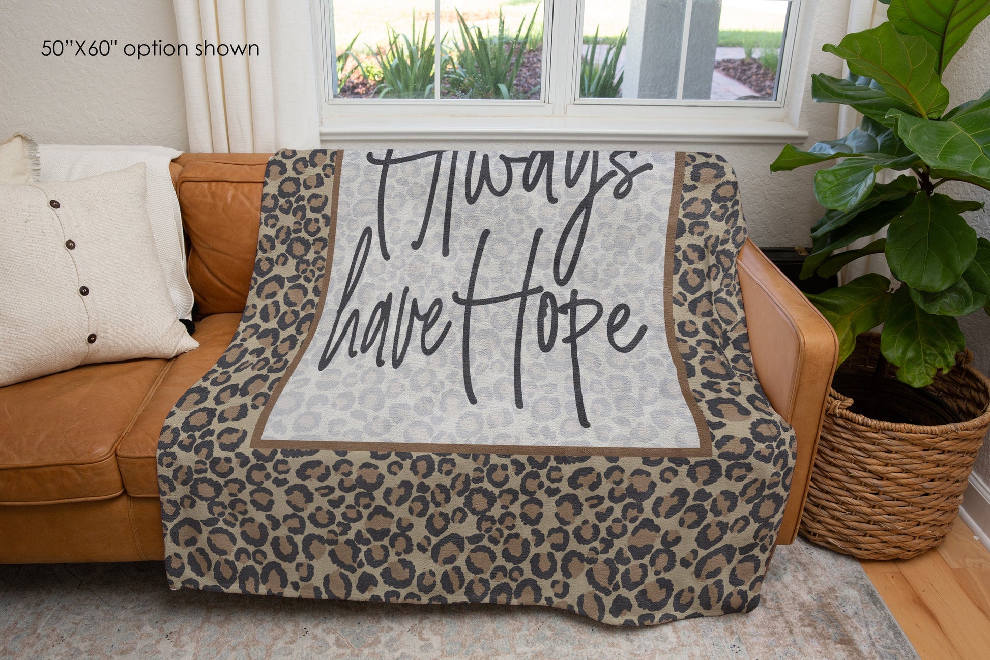 Always Have Hope Leopard Print Inspirational Blanket | Positive Affirmations Blanket-Luxe Palette