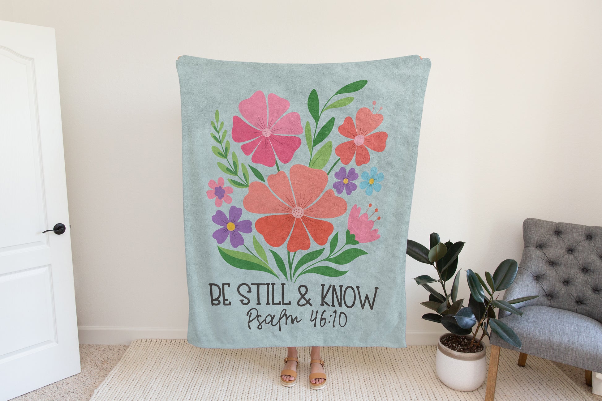 Be Still and Know Blanket Psalm 46:10, Christian Blanket Gift, Faith Based Comfort Blanket-Luxe Palette