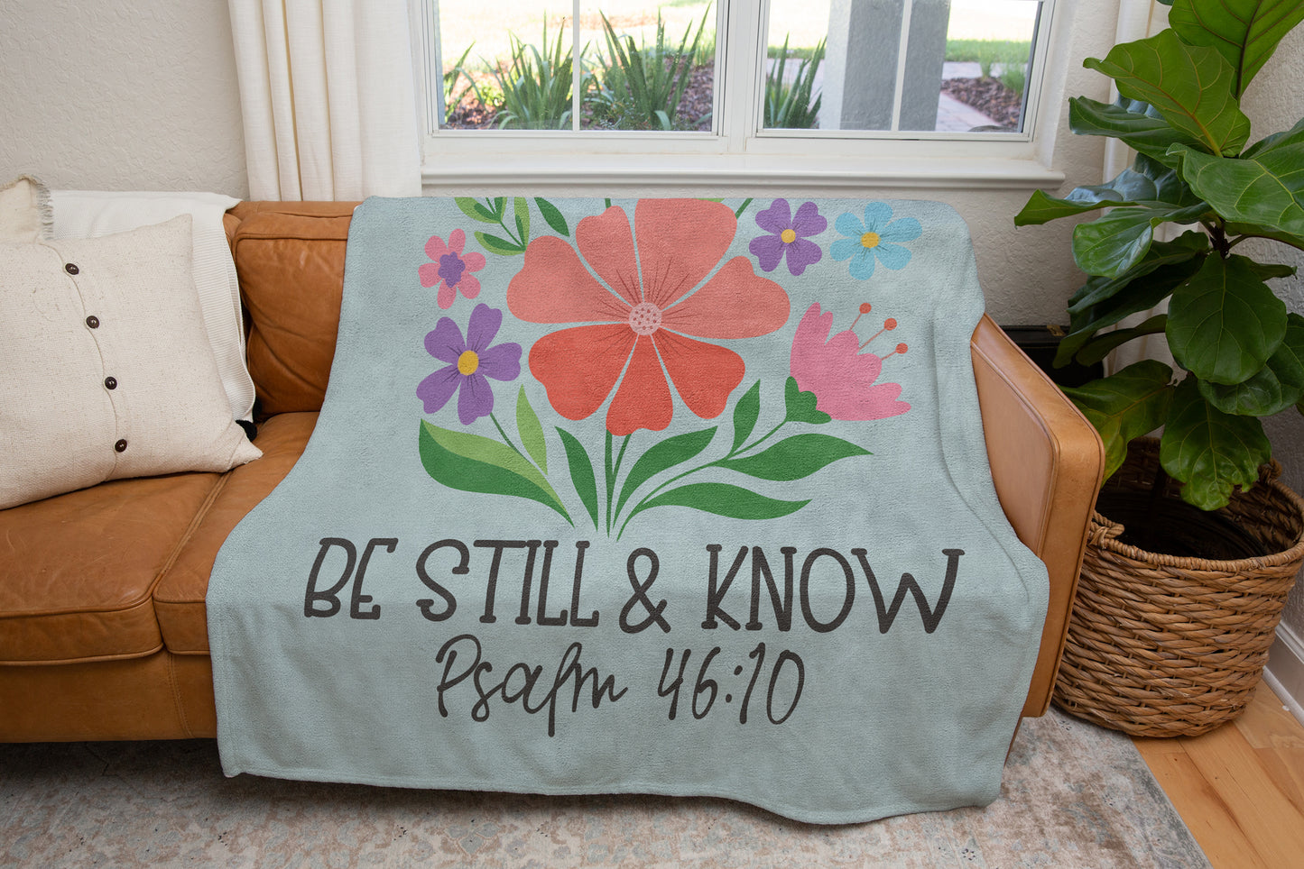 Be Still and Know Blanket Psalm 46:10, Christian Blanket Gift, Faith Based Comfort Blanket-Luxe Palette