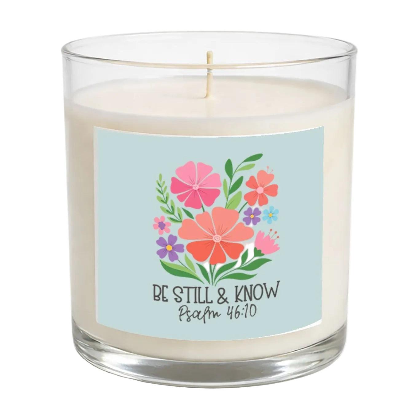 Be Still and Know Candle 12.5oz, Psalm 46:10 Christian Candle, Floral Faith Gift, Inspirational Religious Gift for Women-Luxe Palette