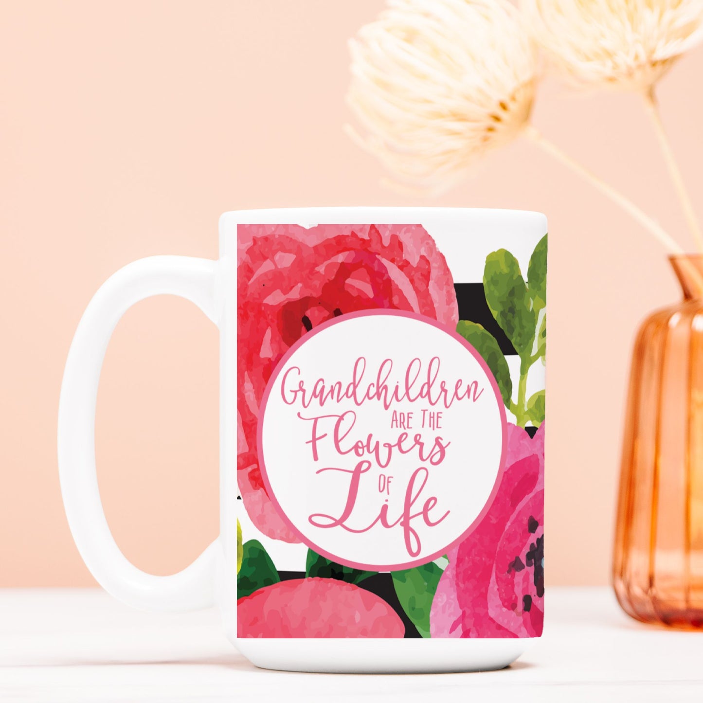 Grandchildren Are the Flowers of Life 15oz Ceramic Mug | Gift for Grandma, Nana, Grandparents | Floral Coffee Mug-Luxe Palette