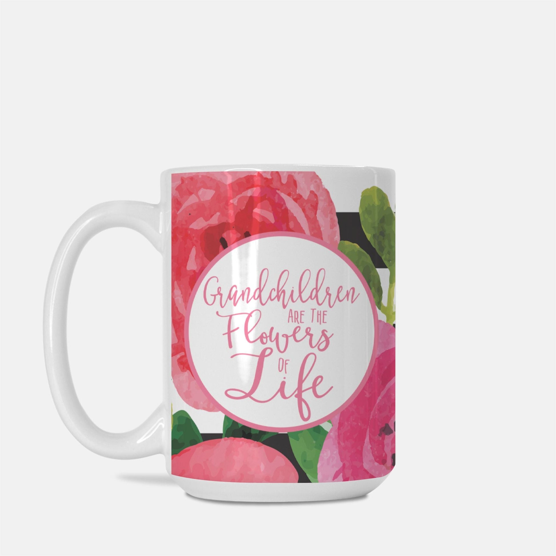 Grandchildren Are the Flowers of Life 15oz Ceramic Mug | Gift for Grandma, Nana, Grandparents | Floral Coffee Mug-Luxe Palette