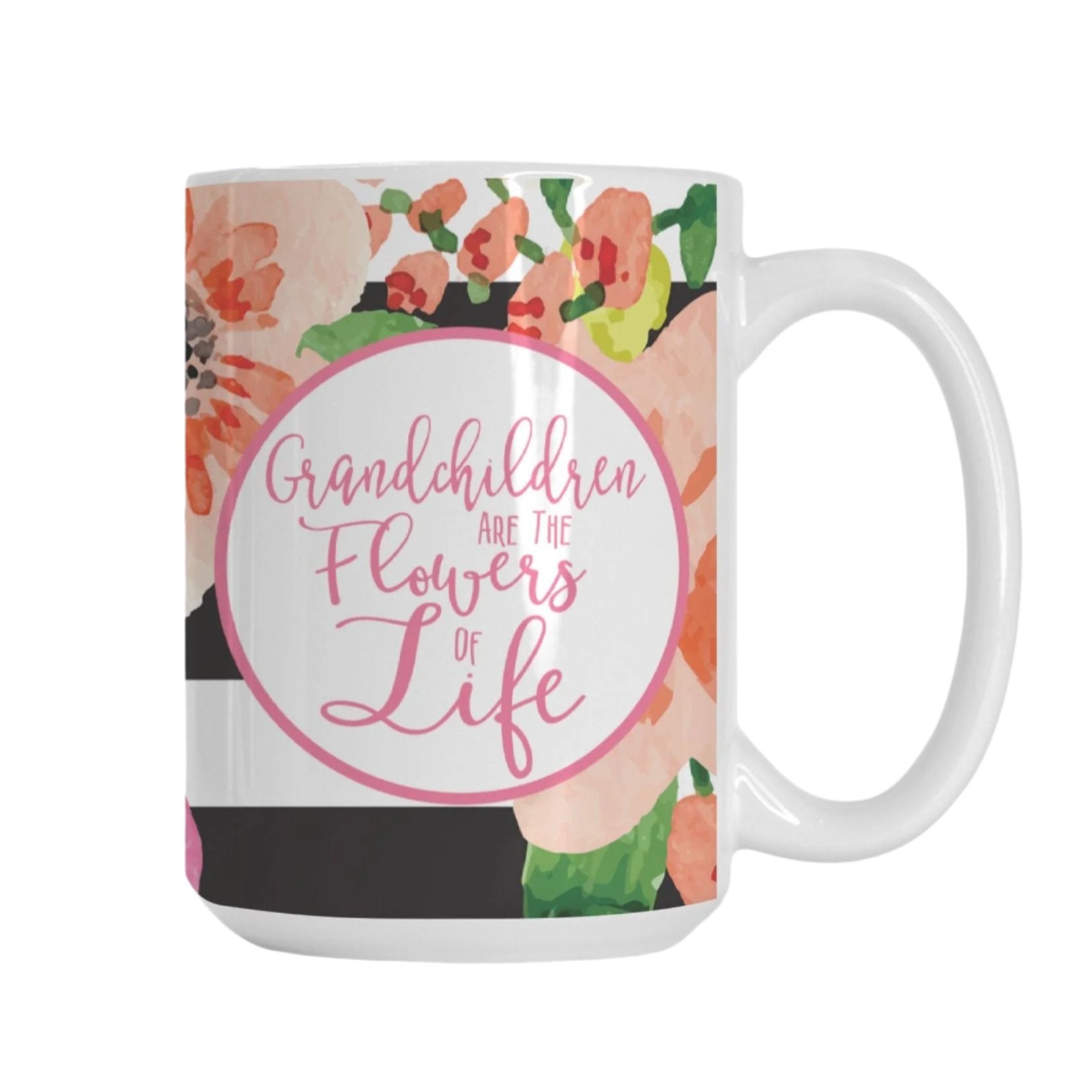 Grandchildren Are the Flowers of Life 15oz Ceramic Mug | Gift for Grandma, Nana, Grandparents | Floral Coffee Mug-Luxe Palette