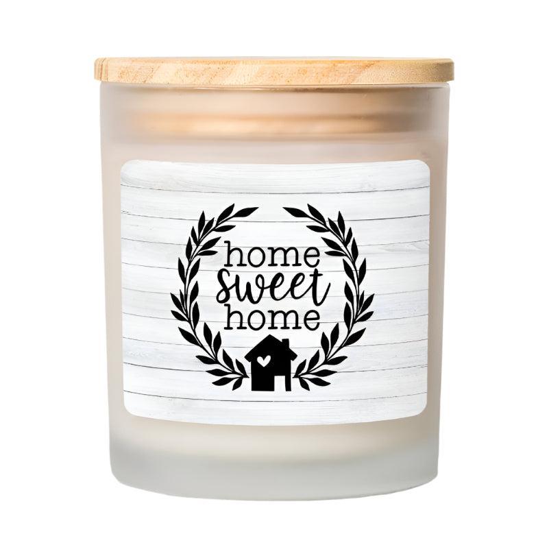 Home Sweet Home Candle | Farmhouse Style Housewarming Gift | 11oz Coconut Soy Jar Candle with Wood Lid-Luxe Palette