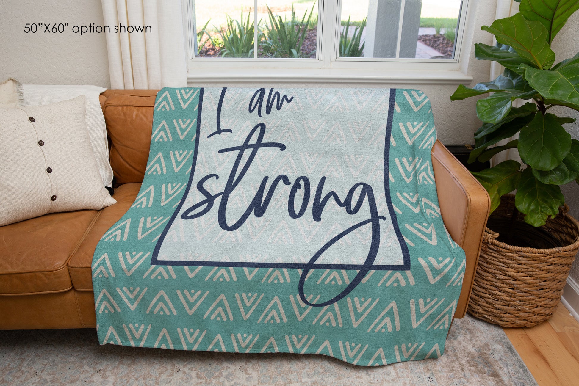 I Am Strong Blanket | Boho Throw Blanket | Inspirational Gift | Positive Affirmation Blanket | Self-Care & Wellness Decor-Luxe Palette