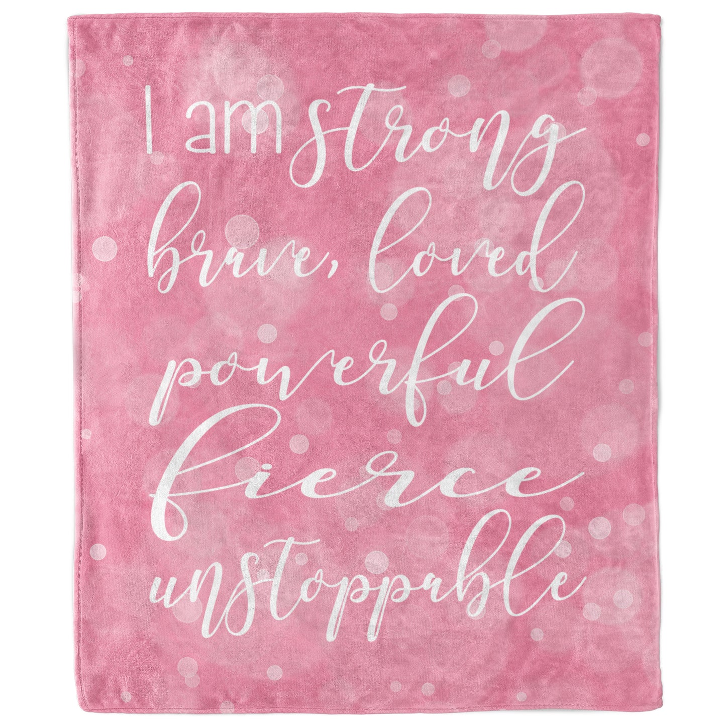 I Am Strong, Brave, Loved Positive Affirmation Blanket in Pink-Luxe Palette
