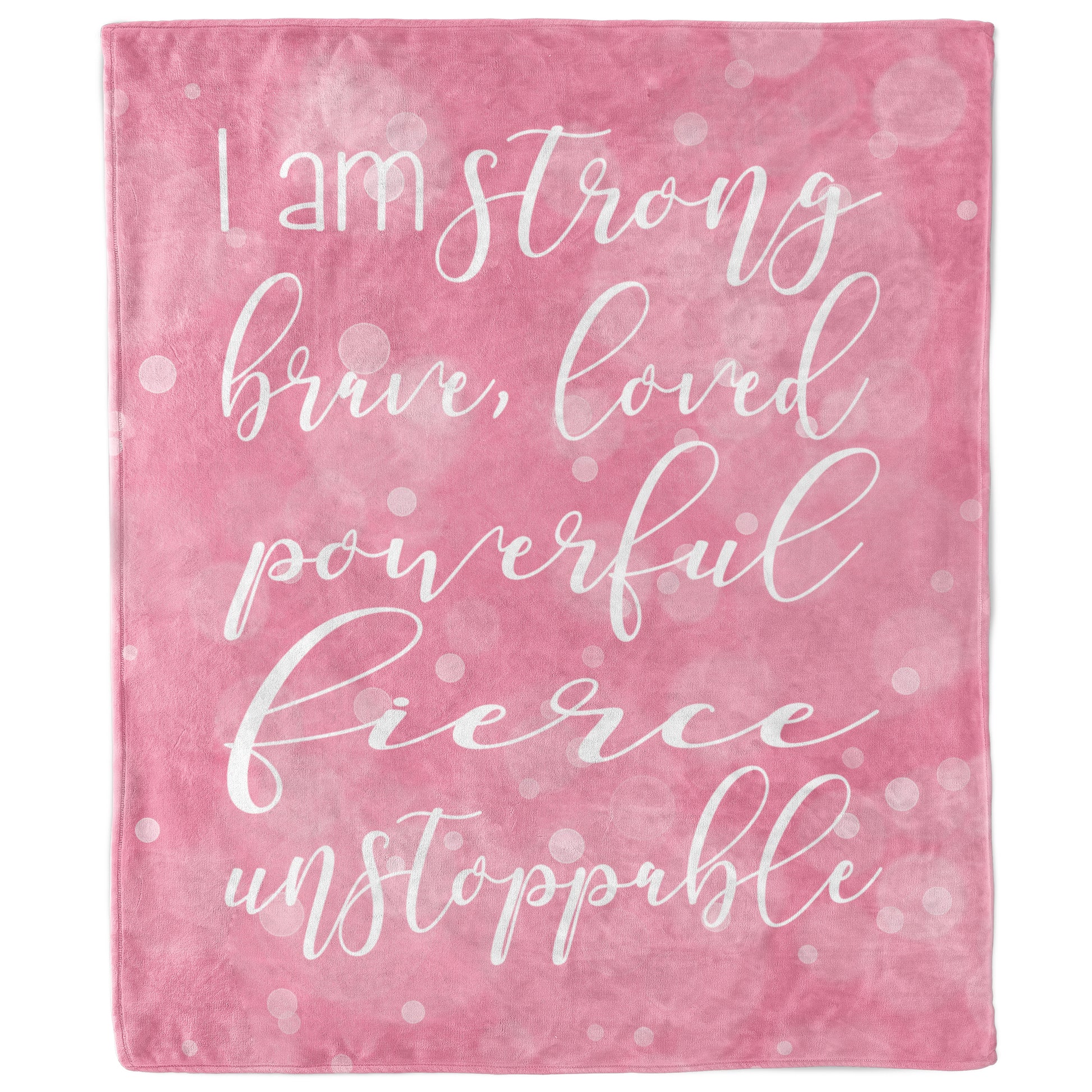 I Am Strong, Brave, Loved Positive Affirmation Blanket in Pink-Luxe Palette