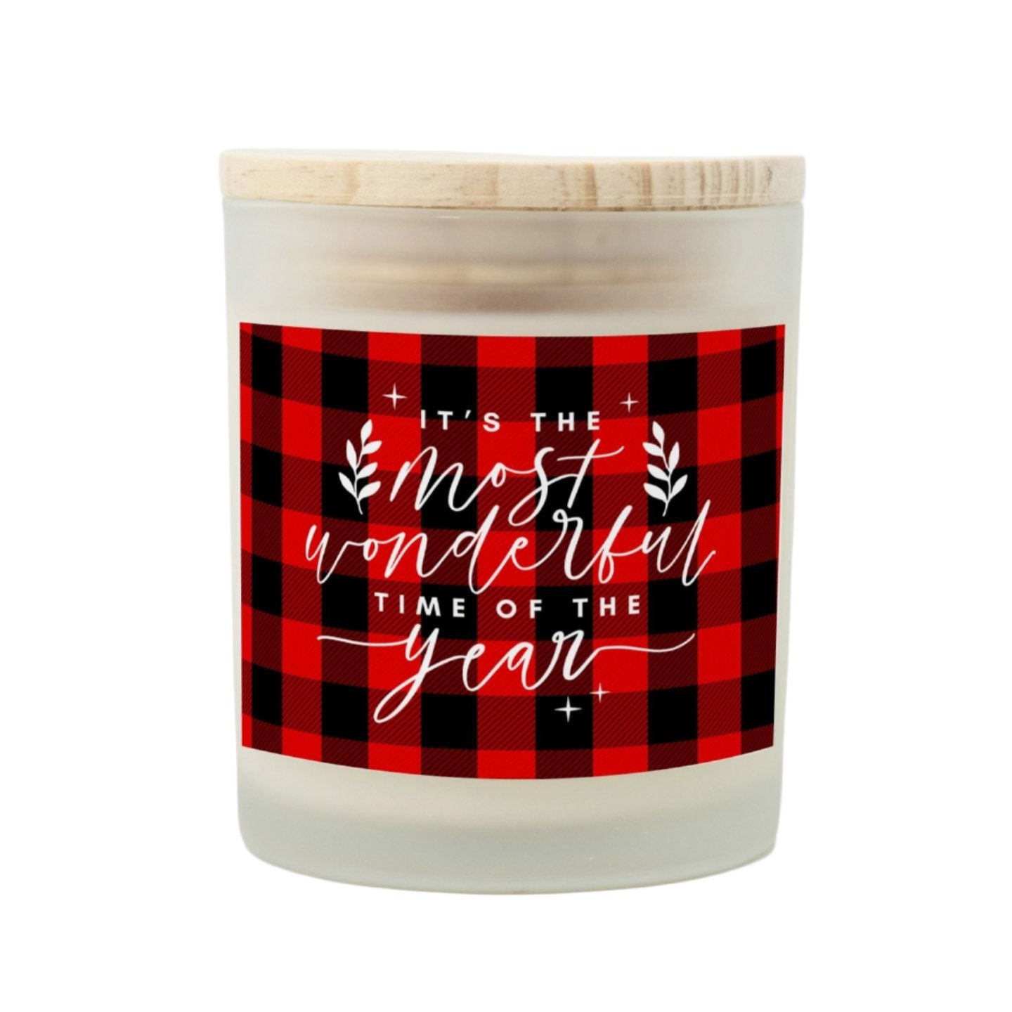 It’s the Most Wonderful Time of the Year Christmas Candle | Red Buffalo Plaid, 11oz Hand-Poured Soy Wax | Christmas Decor &amp; Holiday Party Gift-Luxe Palette