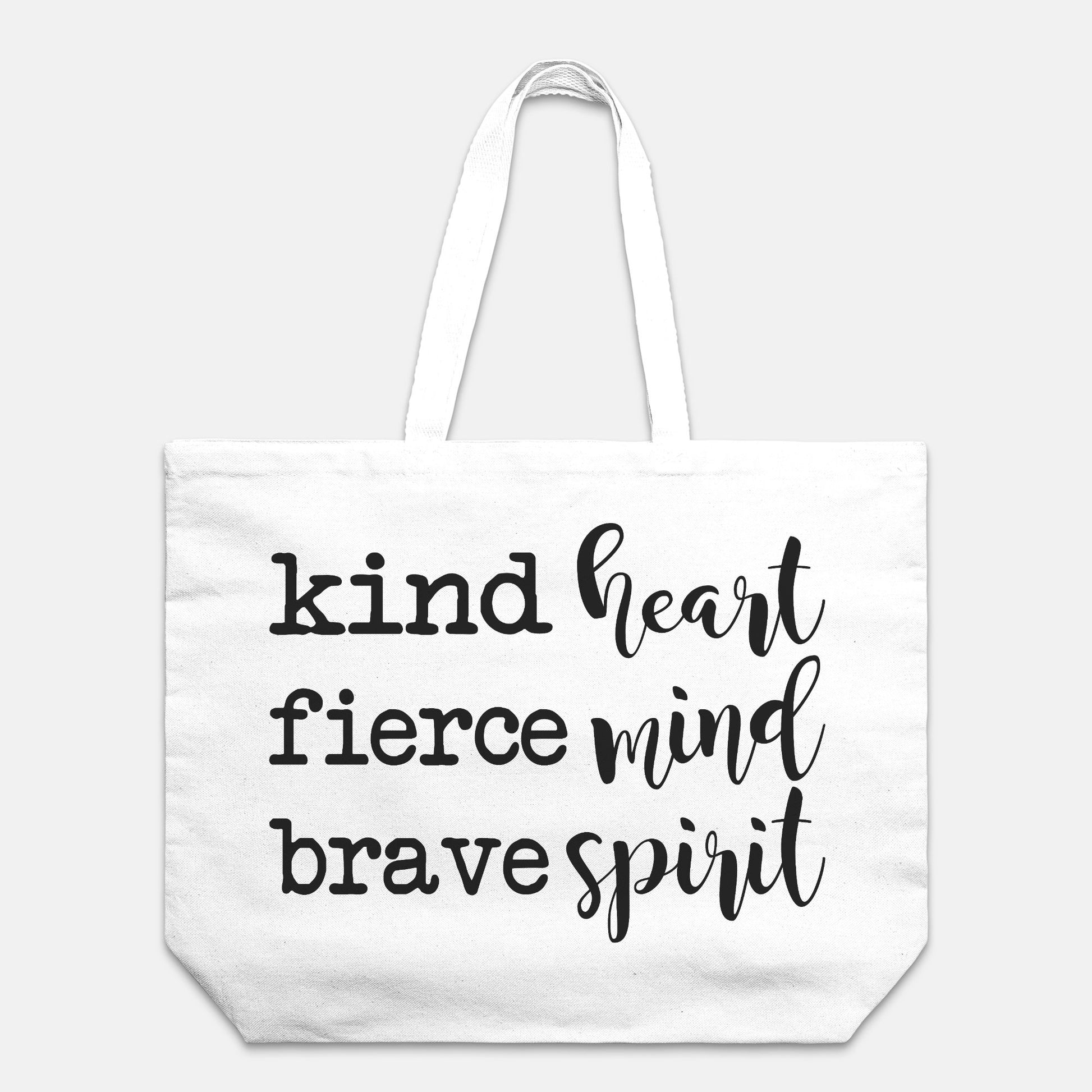 Kind Heart Fierce Mind Brave Spirit Canvas Tote Bag | Oversized Cotton Carryall for Positivity and Everyday Use-Luxe Palette
