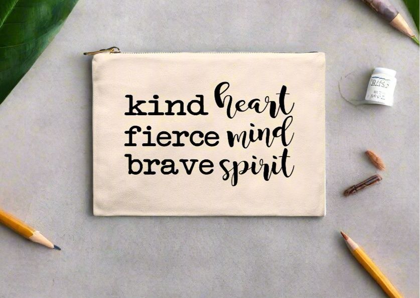 Kind Heart Fierce Mind Brave Spirit Cosmetic Bag - Black-Luxe Palette