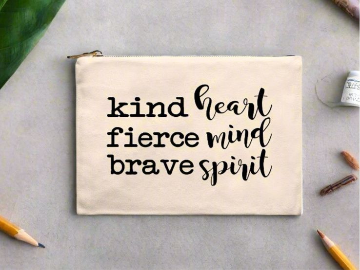 Kind Heart Fierce Mind Brave Spirit Cosmetic Bag - Black-Luxe Palette