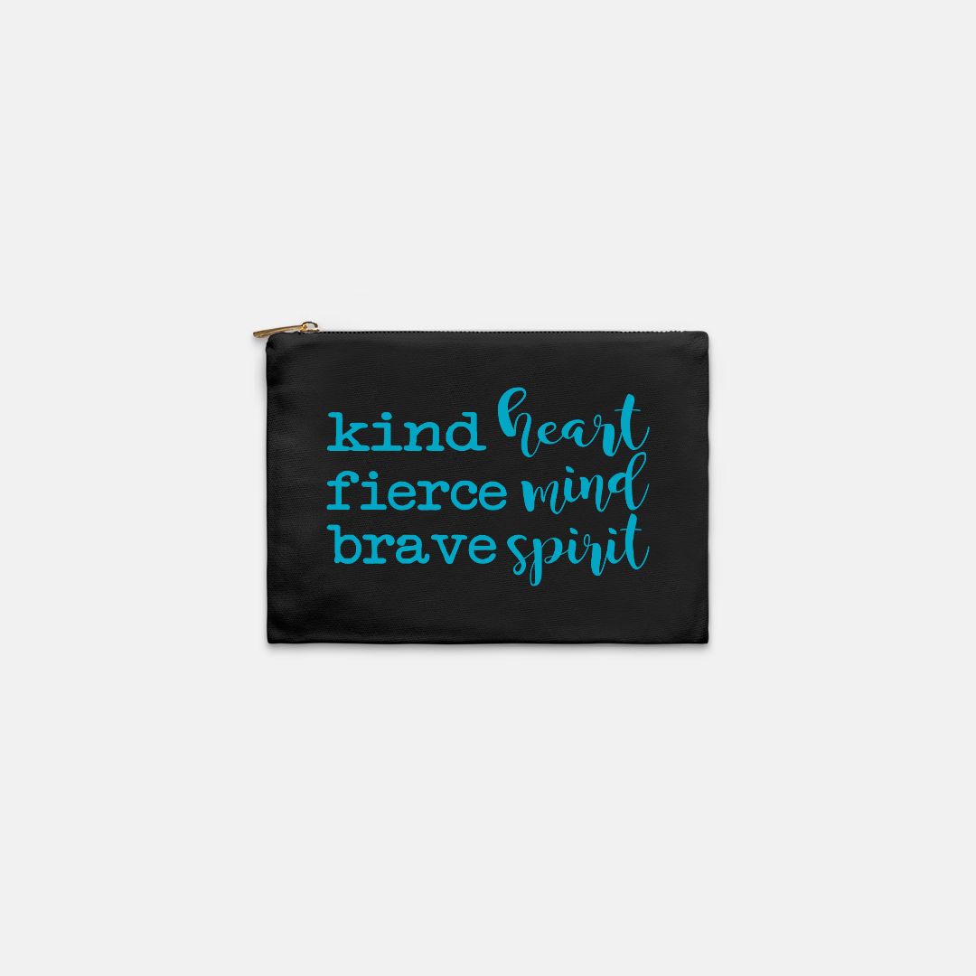 Kind Heart Fierce Mind Brave Spirit Cosmetic Bag - Blue-Luxe Palette