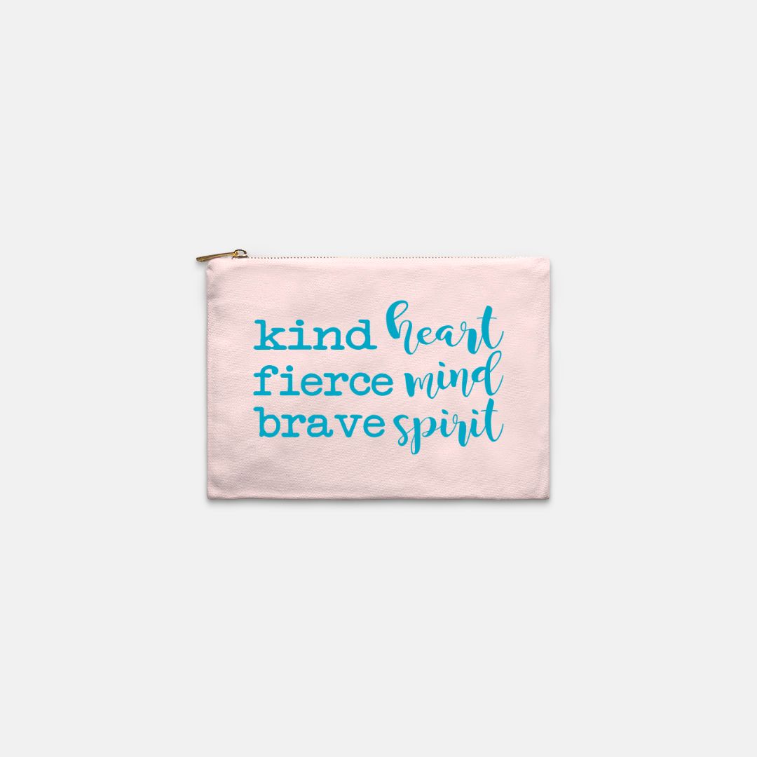 Kind Heart Fierce Mind Brave Spirit Cosmetic Bag - Blue-Luxe Palette