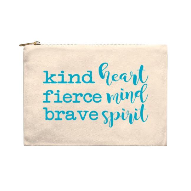 Kind Heart Fierce Mind Brave Spirit Cosmetic Bag - Blue-Luxe Palette