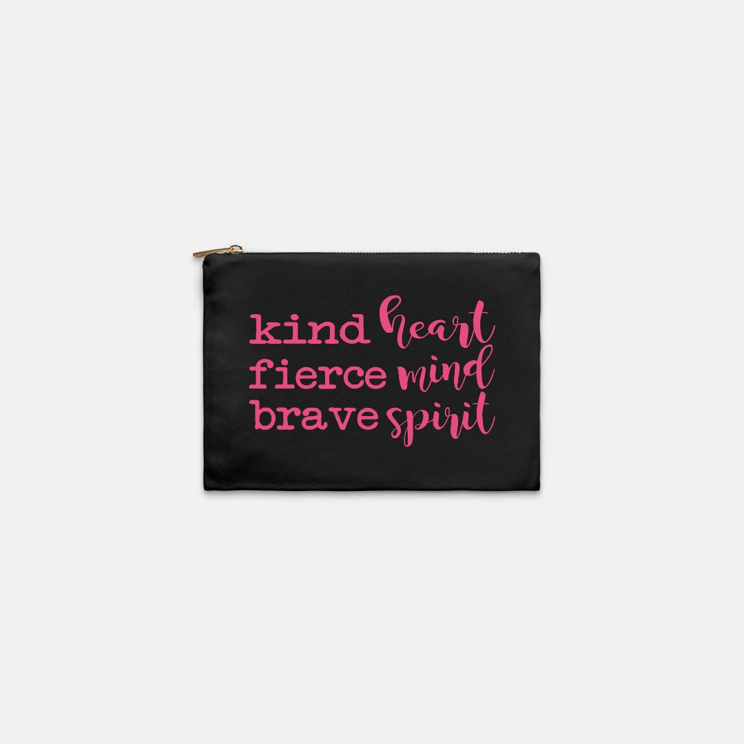 Kind Heart Fierce Mind Brave Spirit Cosmetic Bag - Pink-Luxe Palette