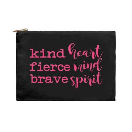 Kind Heart Fierce Mind Brave Spirit Cosmetic Bag - Pink-Luxe Palette