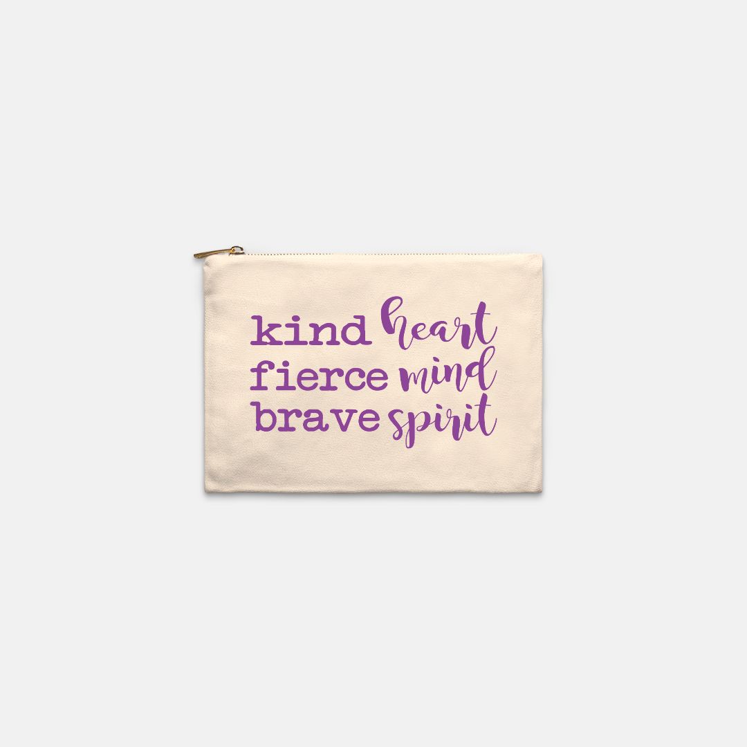 Kind Heart Fierce Mind Brave Spirit Cosmetic Bag - Purple-Luxe Palette