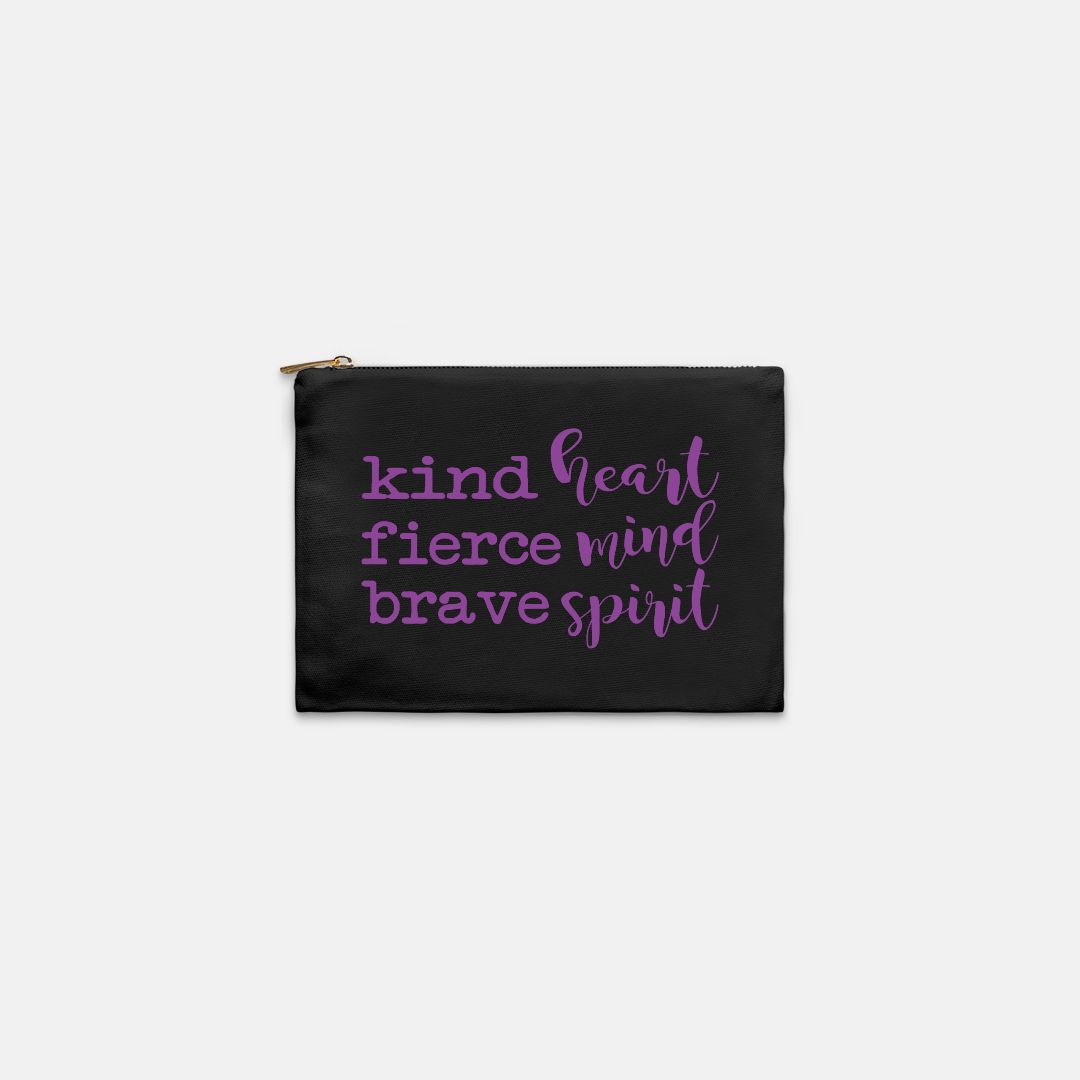 Kind Heart Fierce Mind Brave Spirit Cosmetic Bag - Purple-Luxe Palette