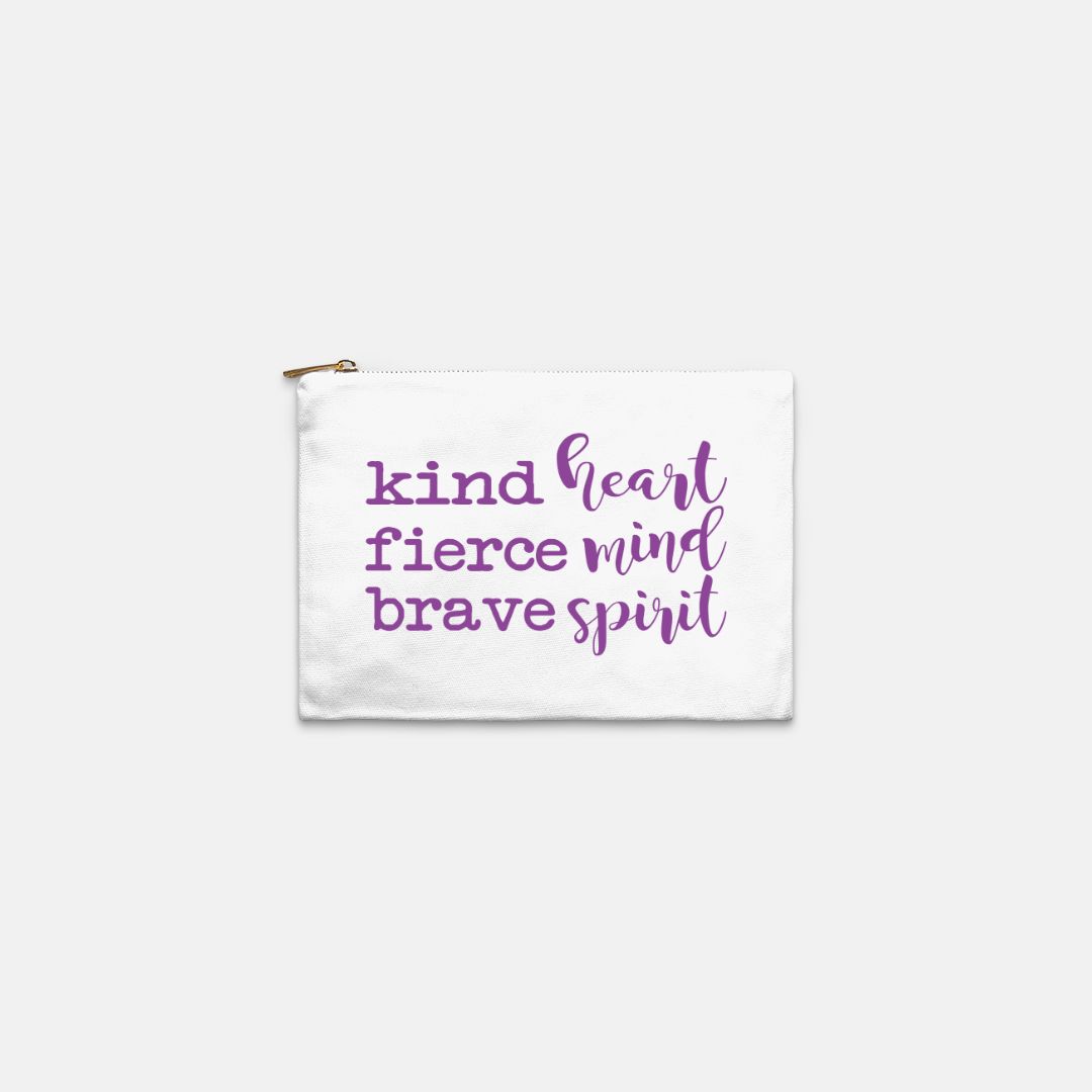 Kind Heart Fierce Mind Brave Spirit Cosmetic Bag - Purple-Luxe Palette