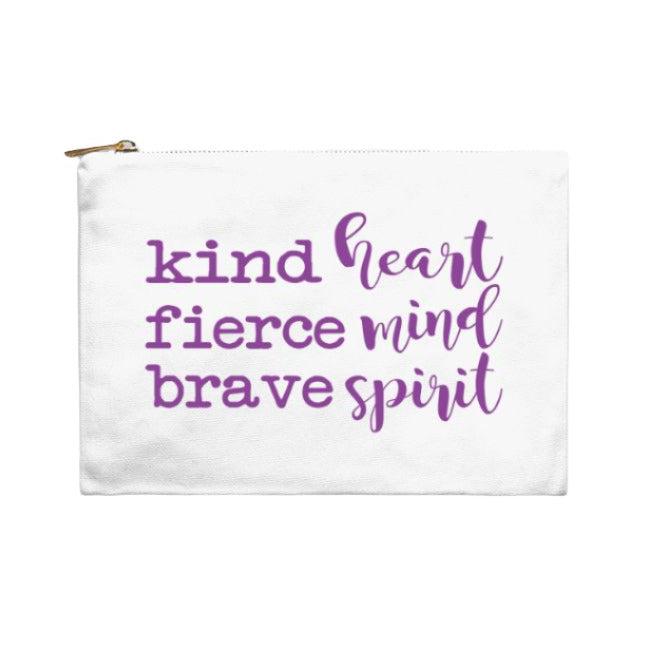 Kind Heart Fierce Mind Brave Spirit Cosmetic Bag - Purple-Luxe Palette