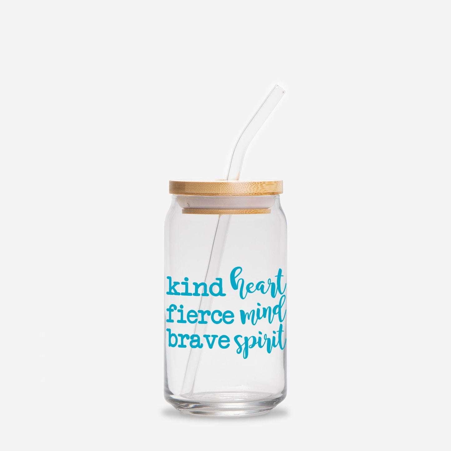 Kind Heart Fierce Mind Brave Spirit Glass Can 16oz - Blue-Luxe Palette