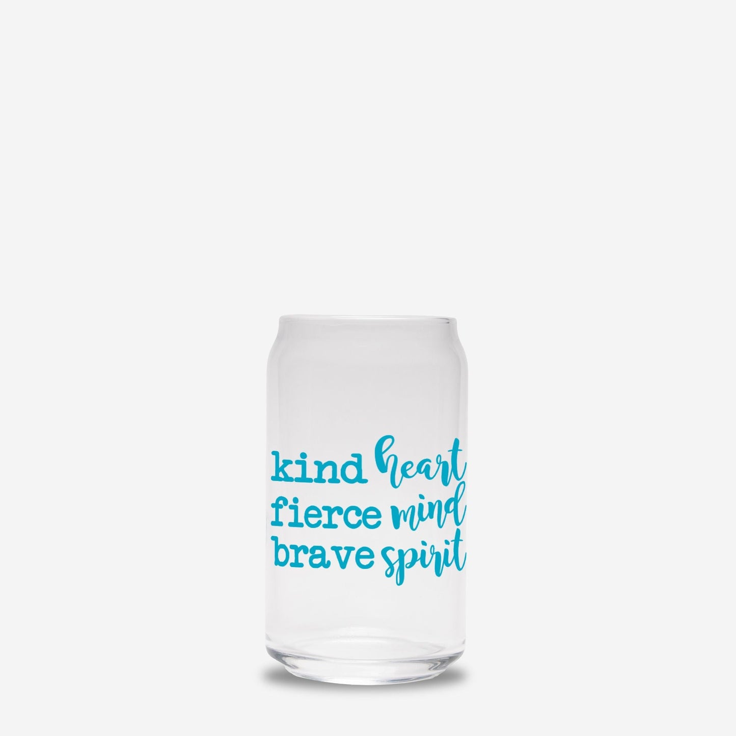 Kind Heart Fierce Mind Brave Spirit Glass Can 16oz - Blue-Luxe Palette